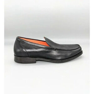 NIB Santoni Faith Men's Black Leather Loafers Almond Toe Size 8 (MSRP $750)